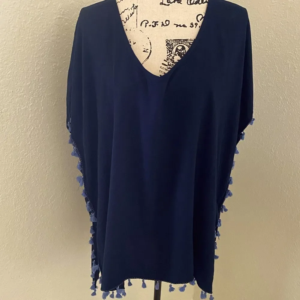 Seafolly Kaftan Tassel Trim Cover Up Dress